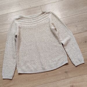 Croft & Barrow Cream Textured Crewneck Sweater,  Ladies Quarter Sleeve,  Size M